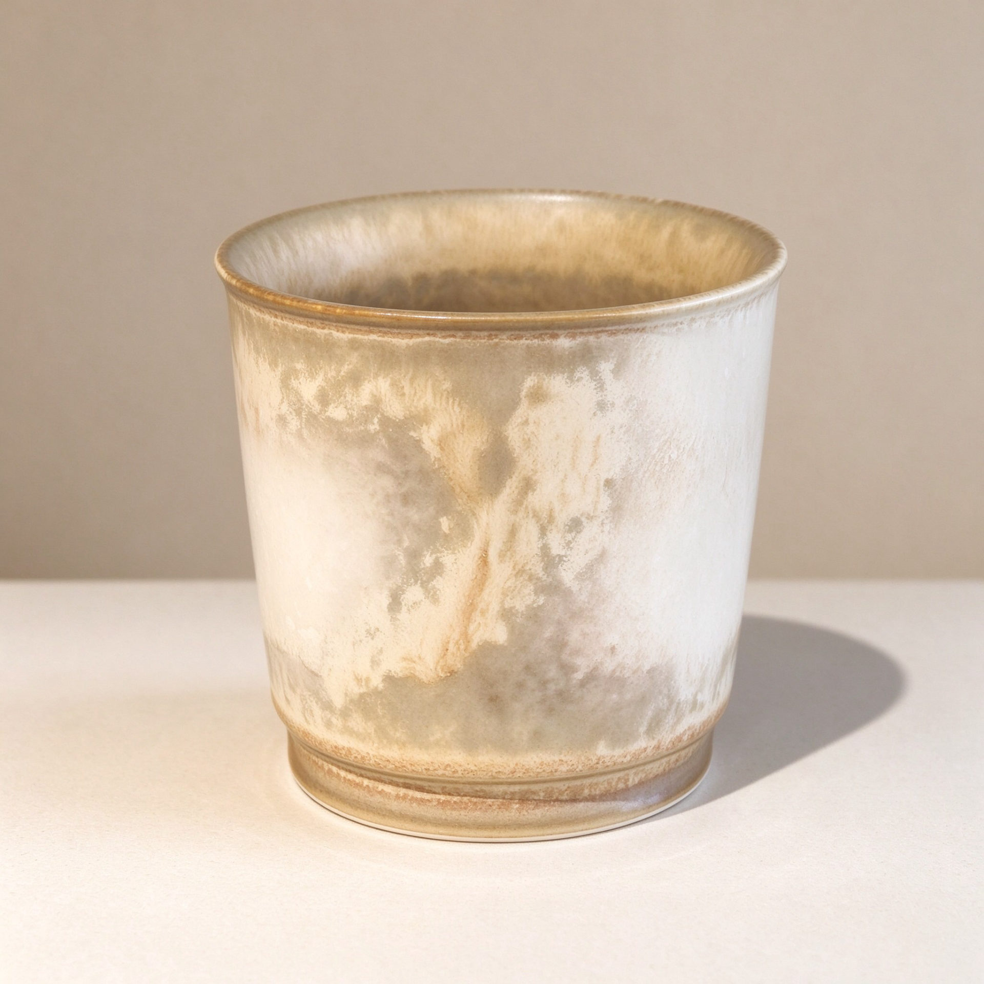 颜色釉直筒茶杯・米白浅棕深褐三色窑变茶具-颜色可定制