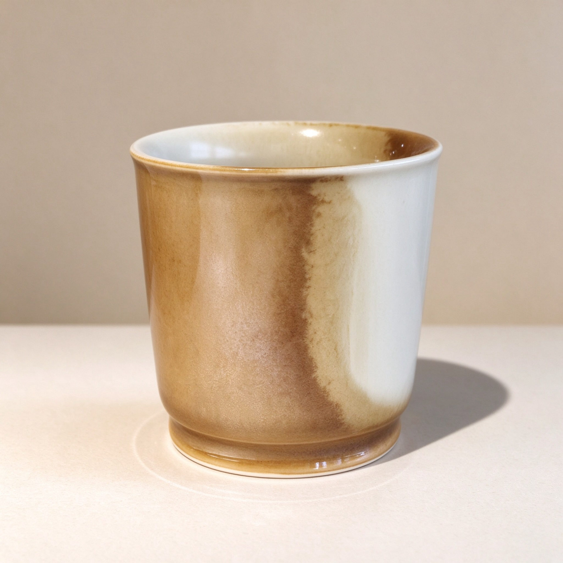 颜色釉直筒茶杯・米白浅棕深褐三色窑变茶具-颜色可定制