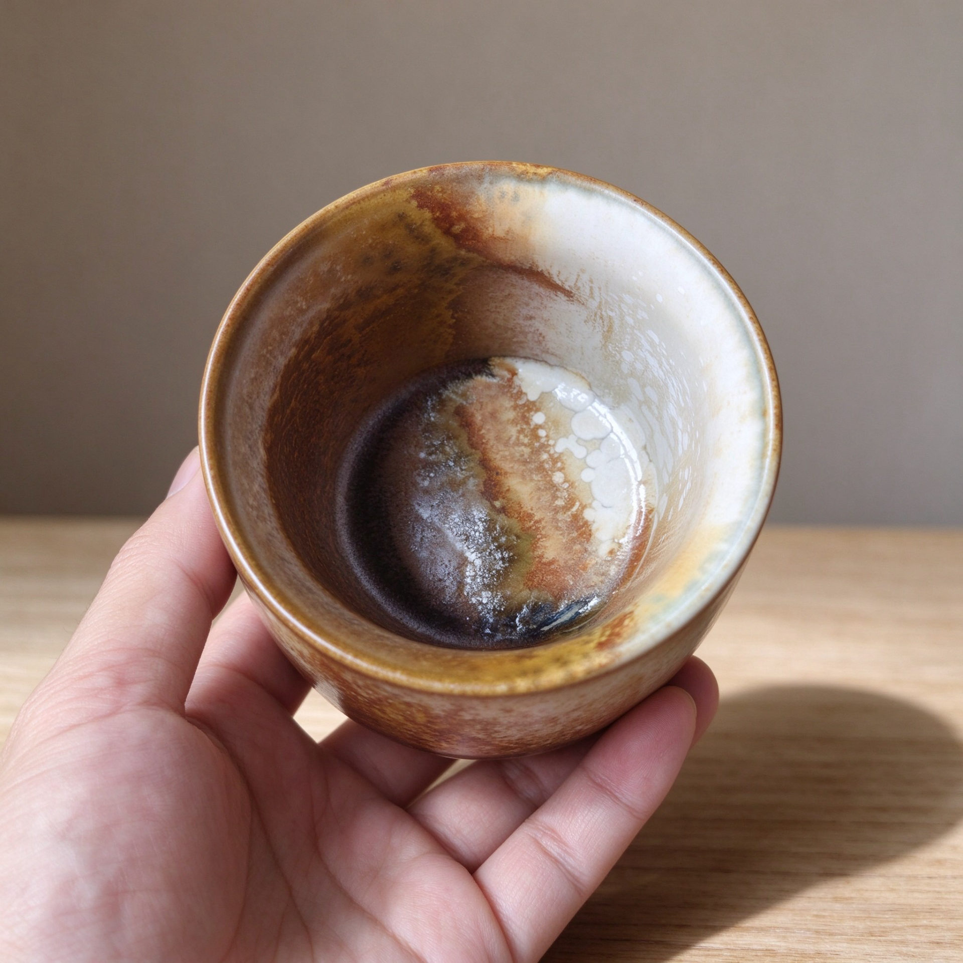 颜色釉直筒茶杯・米白浅棕深褐三色窑变茶具-颜色可定制